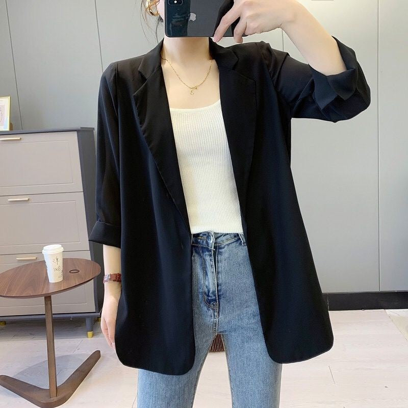 WomenLoose Sunscreen Clothes Mid-length Air Conditioning Cardigan Chiffon Small Suit Jacket apparels & accessories