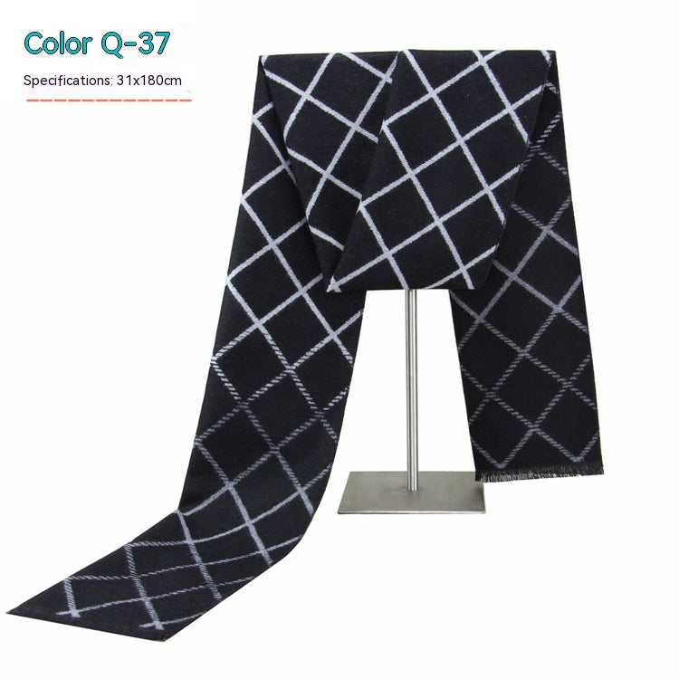 Men's Striped Winter Warm Artificial Cashmere Scarf Men's Scarves