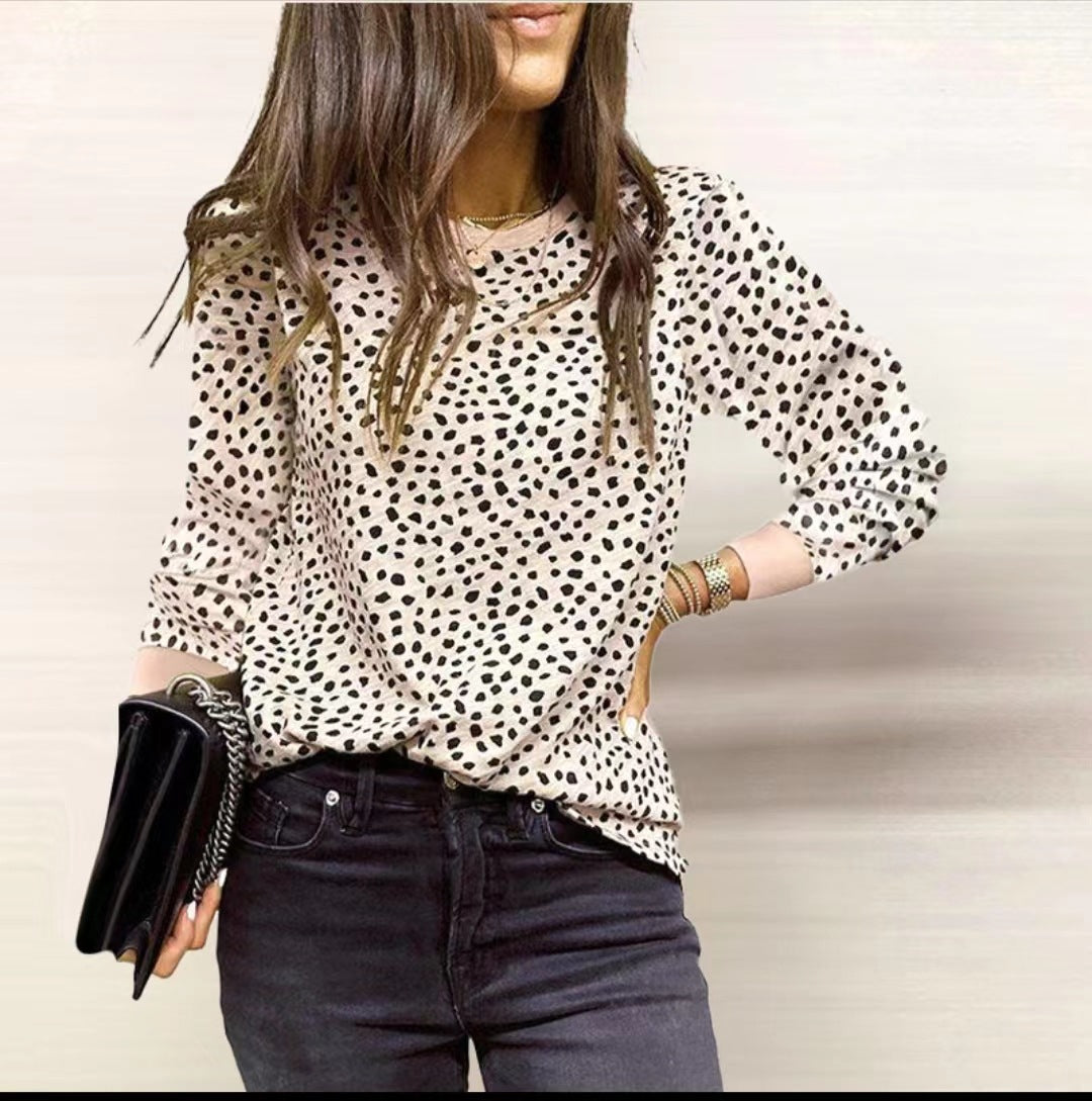 Women's Spot Printed Long-sleeved Top apparel & accessories