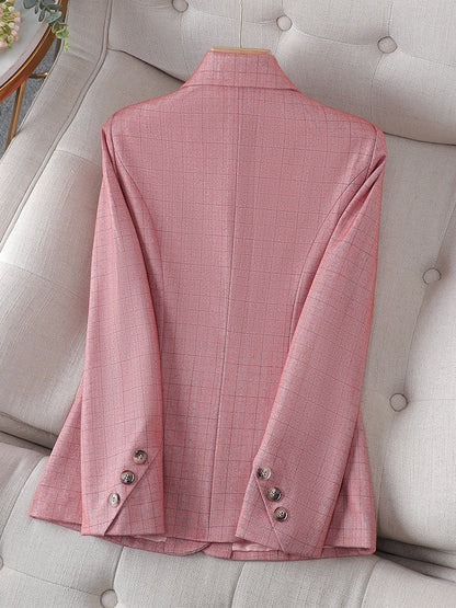 Women's Small Pink Checked Suit Jacket apparels & accessories
