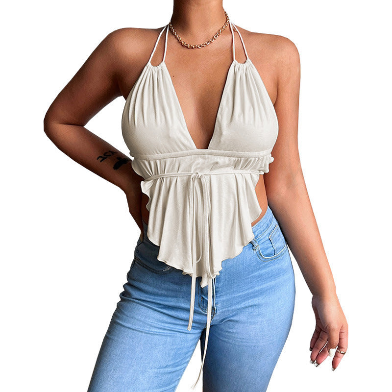 Low-cut V-neck Hanging Suspender Top Temperament Strapless Backless Vest apparels & accessories