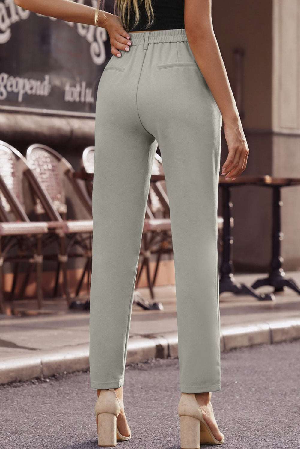 Ankle-Length Straight Leg Pants with Pockets apparel & accessories