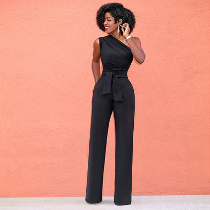 Sloping shoulder unilateral jumpsuit apparel & accessories