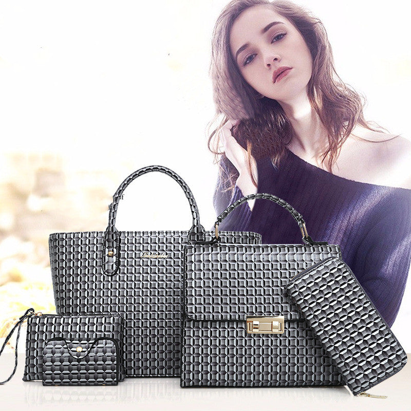 European And American Fashion Plaid Mother Bag Five-piece Set apparels & accessories