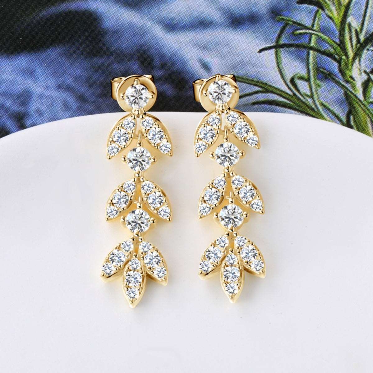 925 Sterling Silver Moissanite Leaf Earrings apparel & accessories