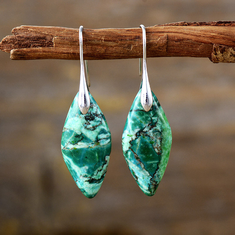 Bohemian Natural Stone Leaf Pendant Earrings apparel & accessories