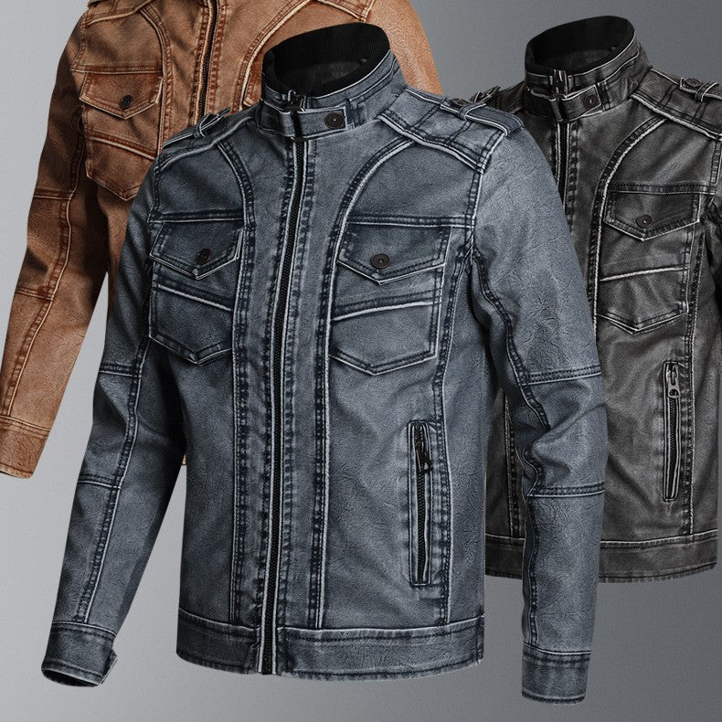 Thick PU Leather Coat Men's Fashion Casual apparels & accessories