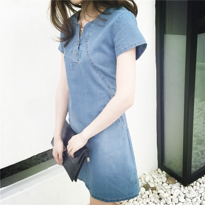 Women's Casual Mid-length Denim Dress apparel & accessories