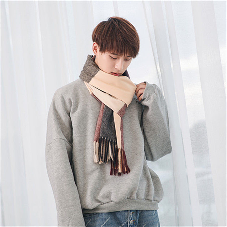 Warm Tassel Plaid Bristle Scarf Men's Scarves