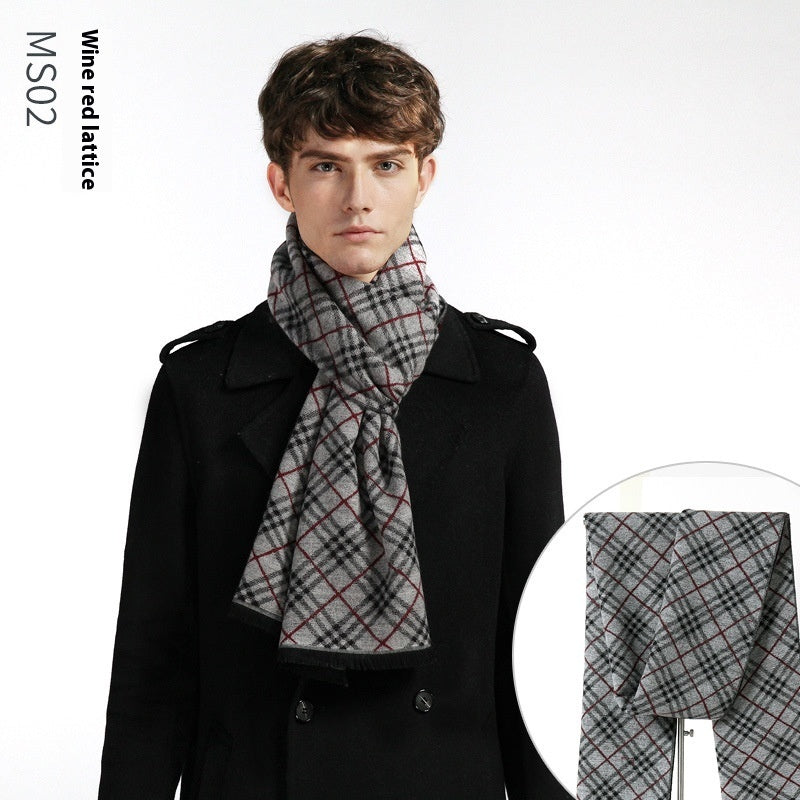 Simple Plaid Warm Keeping Artificial Cashmere Scarf Men's Scarves