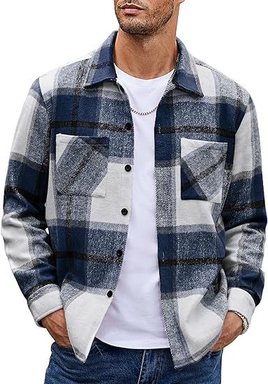 Men's High-end Thermal Plaid Padded Shirt Coat men's clothing