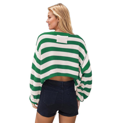 Women's Pullover Sweater Striped Loose Short apparels & accessories