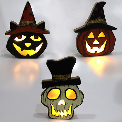 Creative Halloween Wooden Pumpkin Lamp halloween