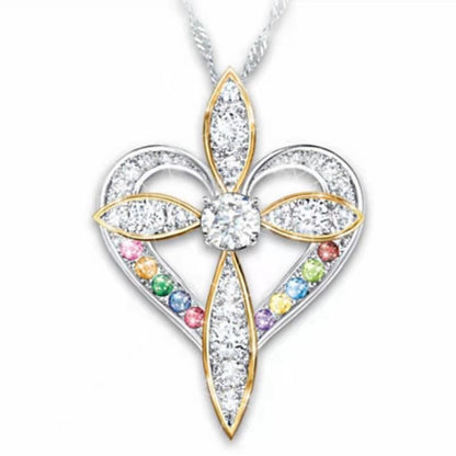 Fashion Love Heart Shaped Cross Pendant Jewelry