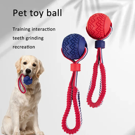 Interactive Dog Toy Ball Interactive Teether With Rope Dog Ball Pet Supplies Chewing Ball Training For Living Room Lake Beach Pets Products Dog Toys