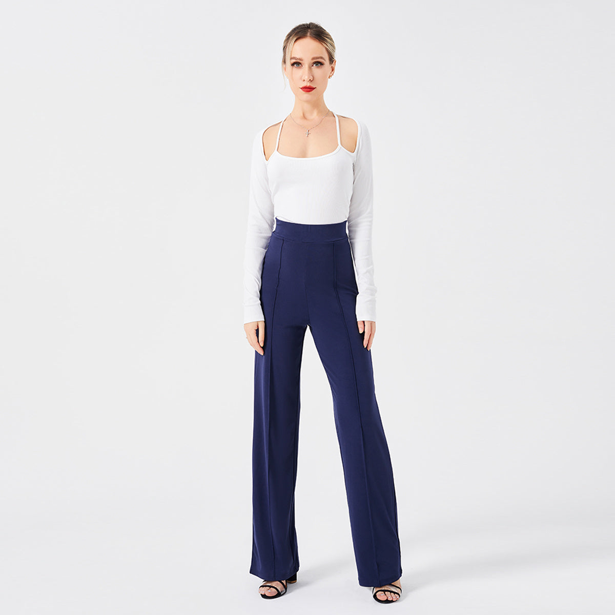 Solid Color Casual Pants Slim, High-waisted Bell Bottoms apparels & accessories