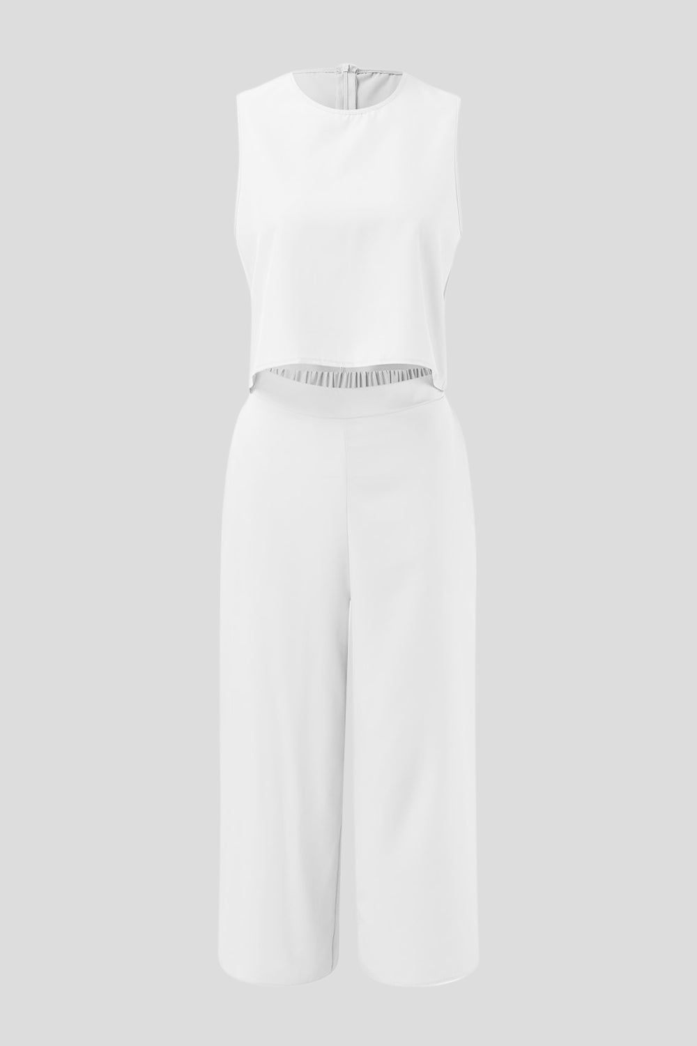 Round Neck Top and Wide Leg Pants Set apparel & accessories