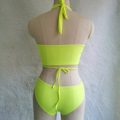 Women's European And American Solid Color Printed Swimsuit Bikini apparel & accessories