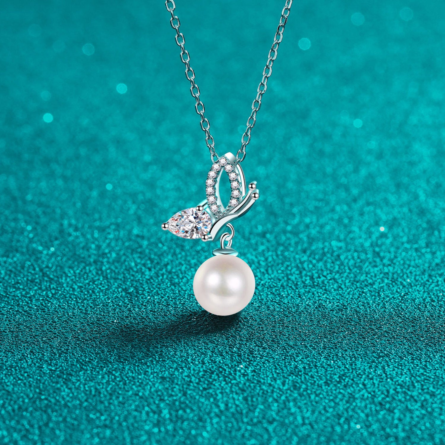 Natural Pearl Pendant Moissanite 925 Sterling Silver Necklace apparel & accessories