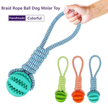 Dog Toys Balls Interactive Treat Rope Rubber Leaking Balls For Small Medium Dogs Chewing Bite Resistant Pet Tooth Cleaning Dog Toys