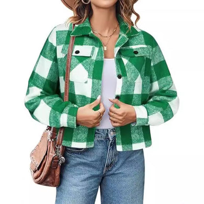 Women's Fashion Short Plaid Jacket apparels & accessories