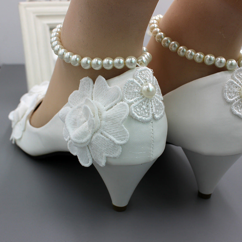 White Anklet Large Size Women's Wedding Shoes Shoes & Bags