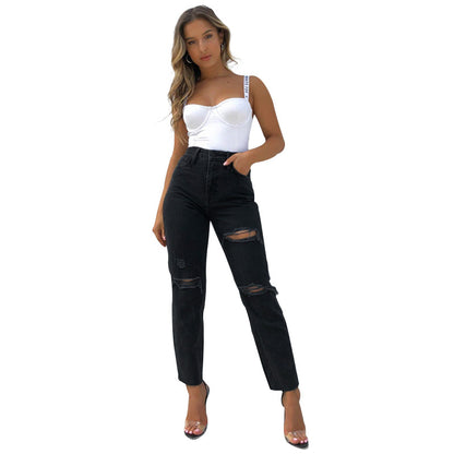 Women's Fashion Washed Blue Jeans apparel & accessories