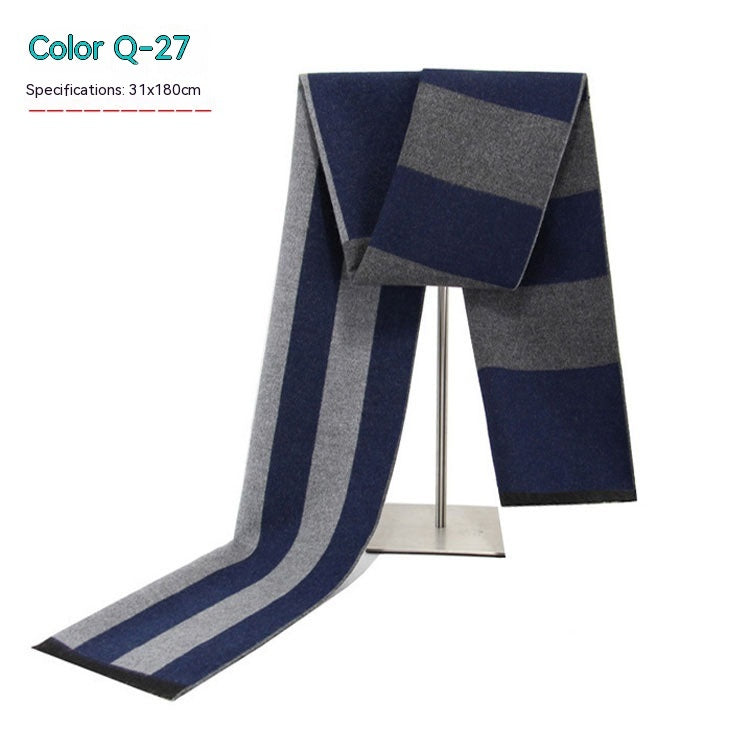 Men's Striped Winter Warm Artificial Cashmere Scarf Men's Scarves