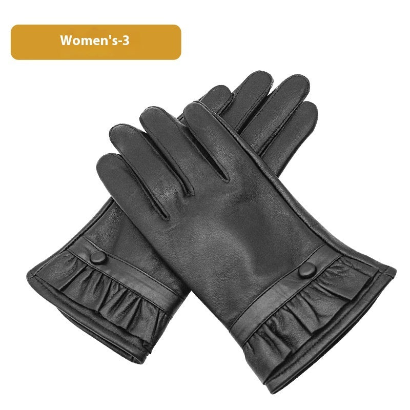 Autumn And Winter Women's Leather Gloves Fleece-lined Thick Windproof Warm Touch Screen Sheepskin apparels & accessories