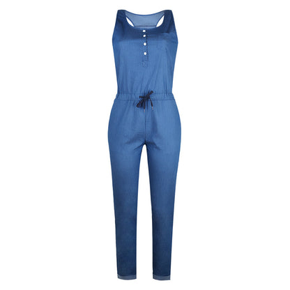 Denim Sleeveless Jumpsuit 0