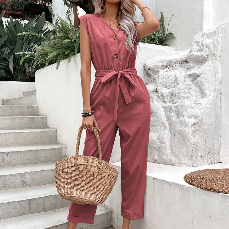 Women's Cropped Lace-up Jumpsuit apparel & accessories