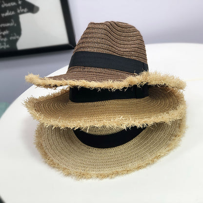 Women Natural Wide Brim Burr Raffia Straw Hats apparels & accessories