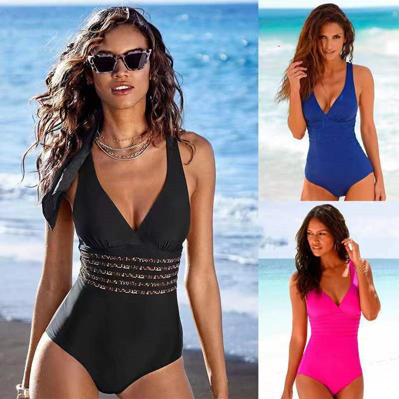 Covering Belly Thin Exposed Back Sexy Pure Color Bikini One Piece Swimsuit apparel & accessories