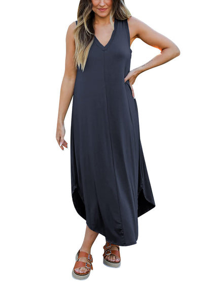 Full Size V-Neck Midi Tank Dress apparel & accessories