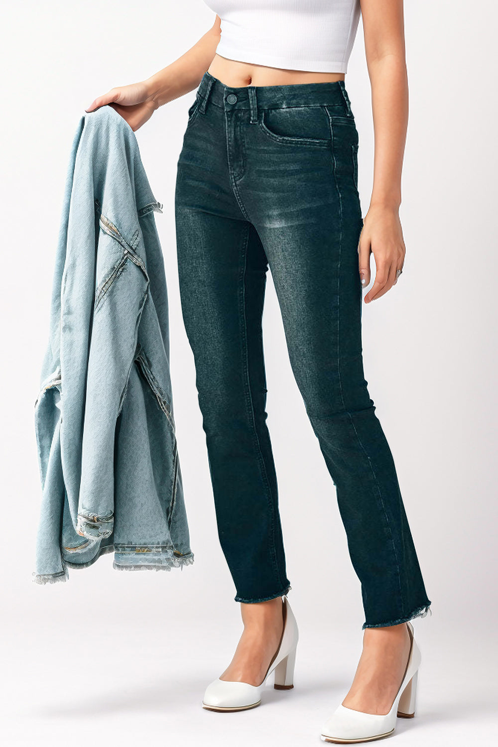 Mid-Rise Waist Skinny Jeans with Pockets apparel & accessories