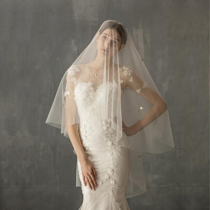 Star Style Hand Sewn Metal Combed Bridal Veil apparel & accessories