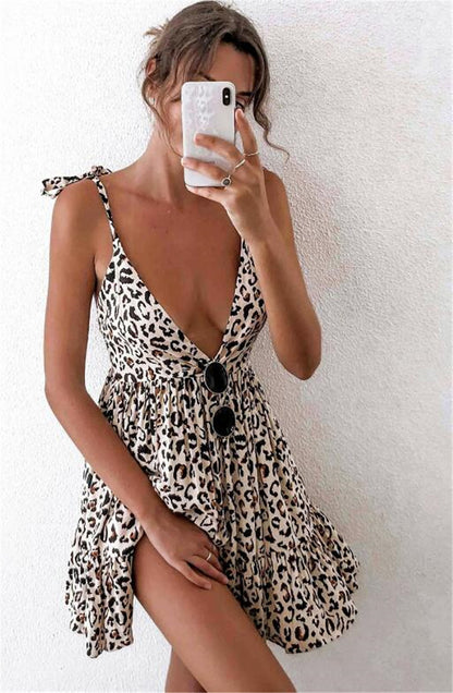 Women's Strappy Low-cut Printed Dress apparels & accessories