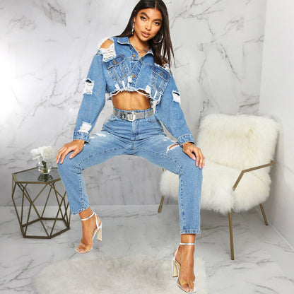 Women's Jacket Cropped Denim Top apparels & accessories