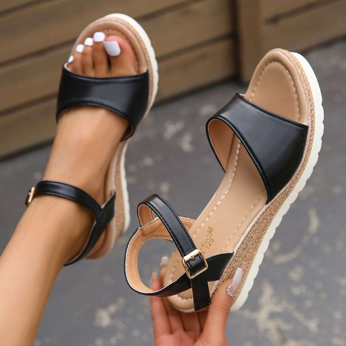 Ankle Buckle Wedges Sandals For Women Summer Platform Shoes Shoes & Bags