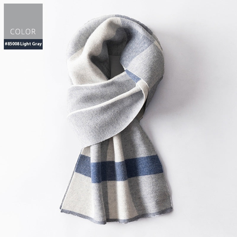 Wool Scarf Men's Winter Plaid Double-sided Scarf Men's Scarves