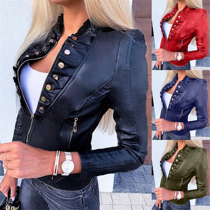 PU motorcycle slim winter leather jacket apparels & accessories