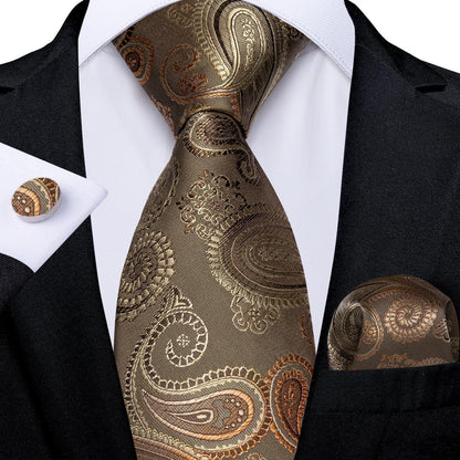 Men's Tie Luxury Black And Gold Striped Silk Woven apparels & accessories