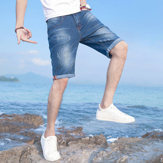 Men's Slim Fit Elastic Denim Shorts men's clothing