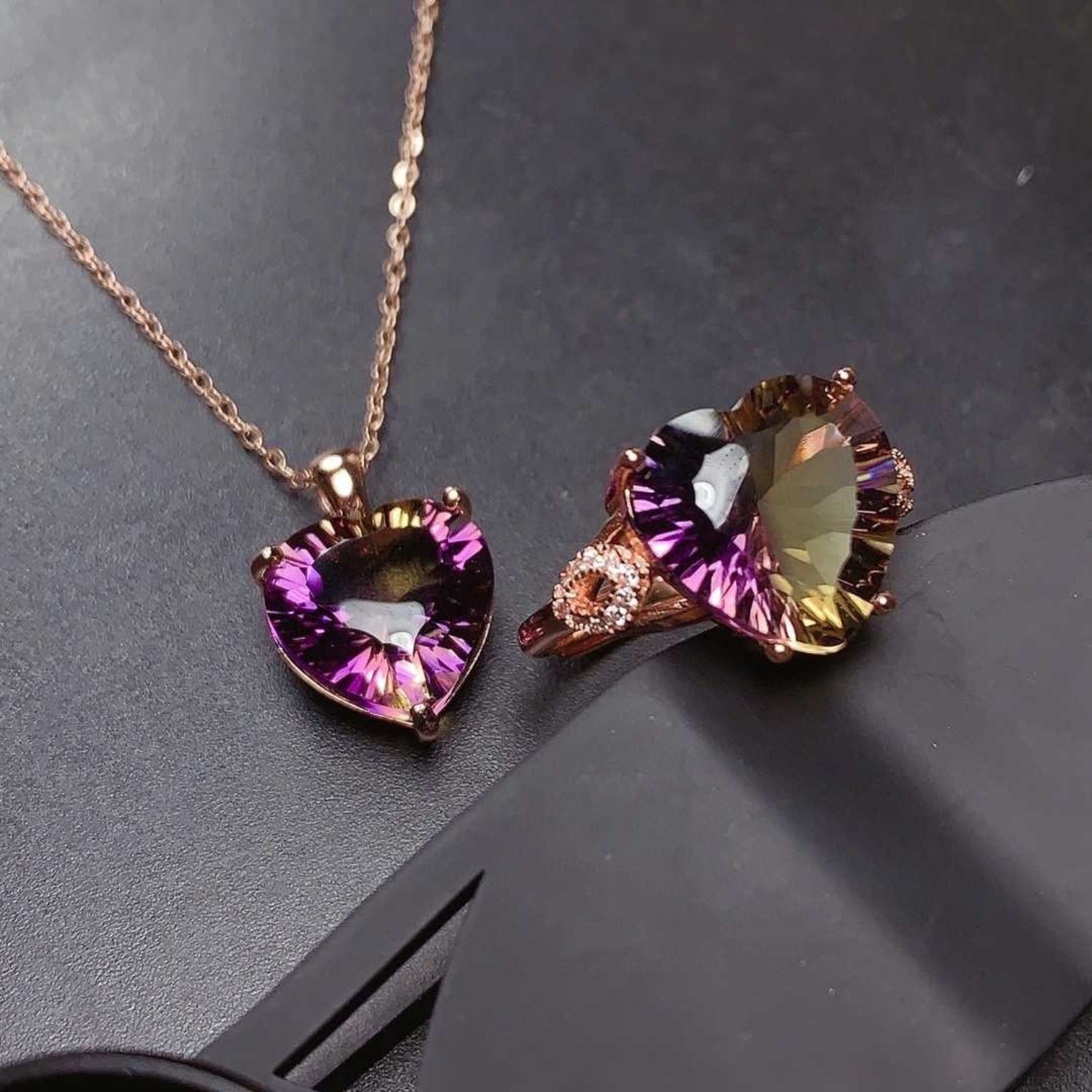 Rose Gold-Plated Artificial Gemstone Heart Pendant Necklace apparel & accessories