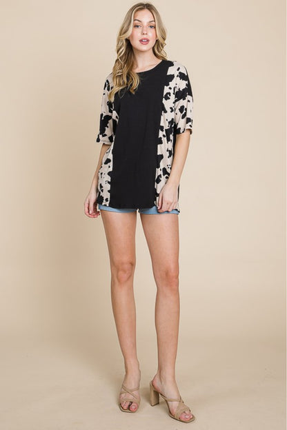 BOMBOM Rodeo Love Ribbed Animal Contrast Tee Dresses & Tops