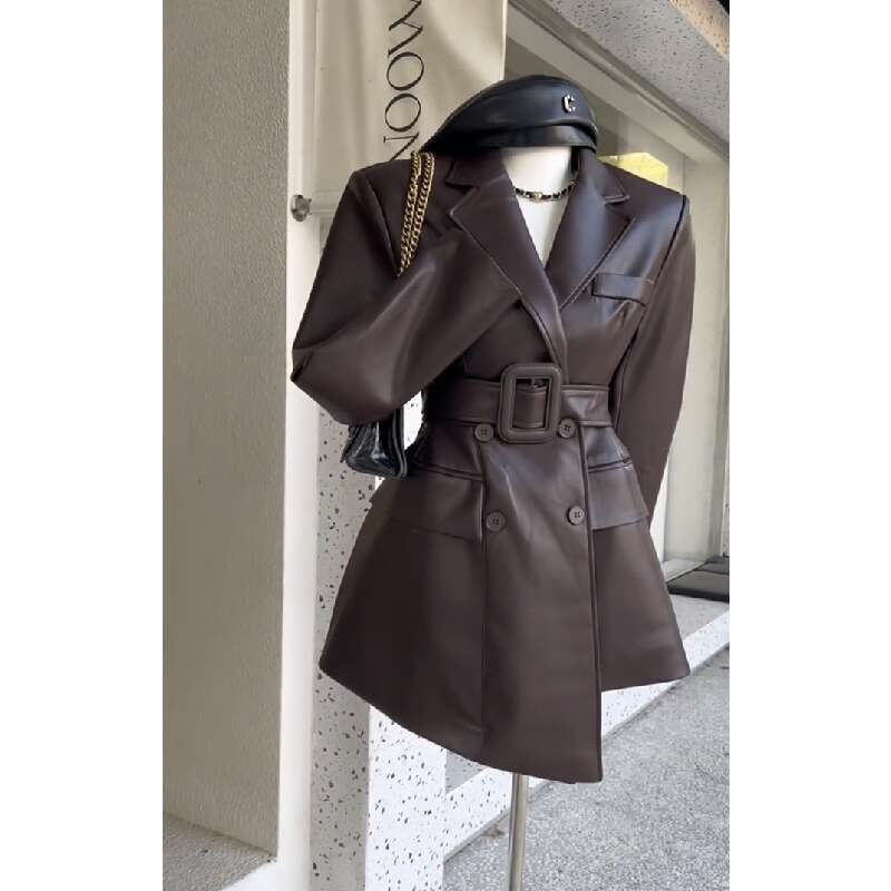 Fashionable Retro Beautiful Leather Coat apparels & accessories