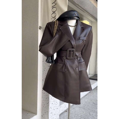 Fashionable Retro Beautiful Leather Coat apparels & accessories