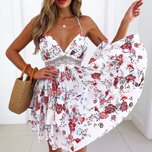 Waist Lace Skirt Print Dress apparel & accessories