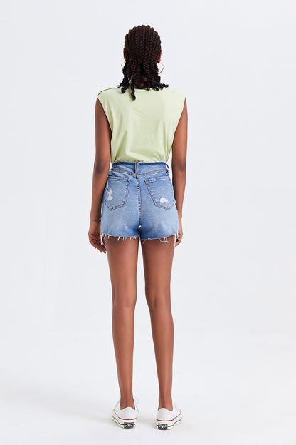 BAYEAS High Rise Bandless Denim Shorts Bottom wear