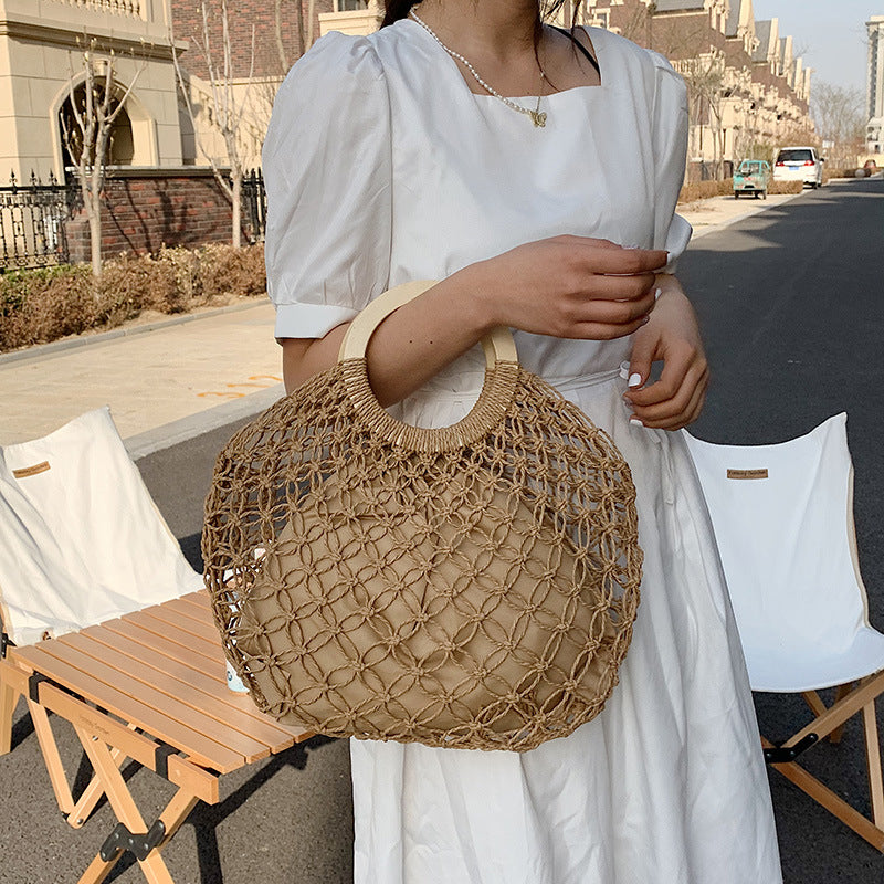 Women's Fashion Casual Straw Solid Color Tote Bag apparels & accessories